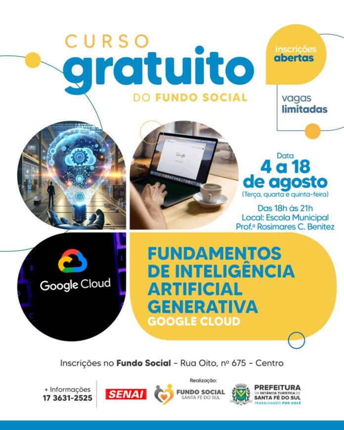 Capacitação em Inteligência Artificial Generativa é oferecida gratuitamente pelo Fundo Social em Santa Fé do Sul